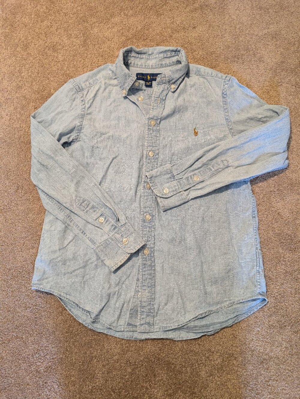 100% cotton Ralph Lauren jean button down long sleeve top size medium 8/10